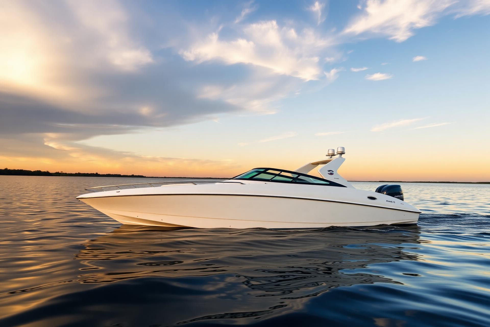 Pristine detailed boat on the lake